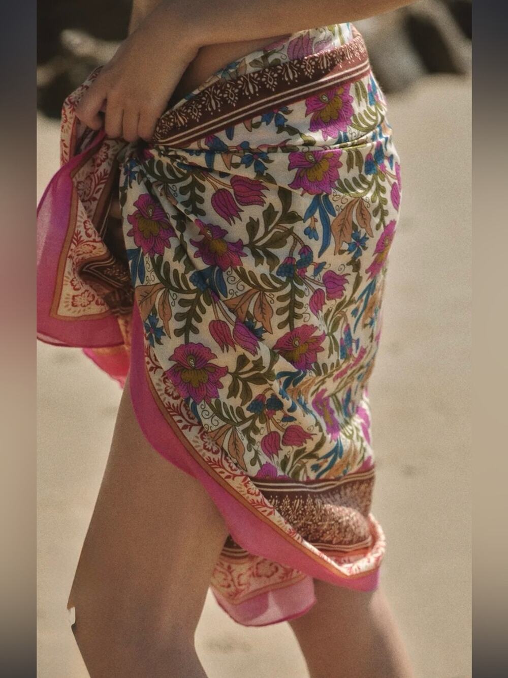 Zara Floral Paisley Large Scarf Sarong Yellow Blue NEW